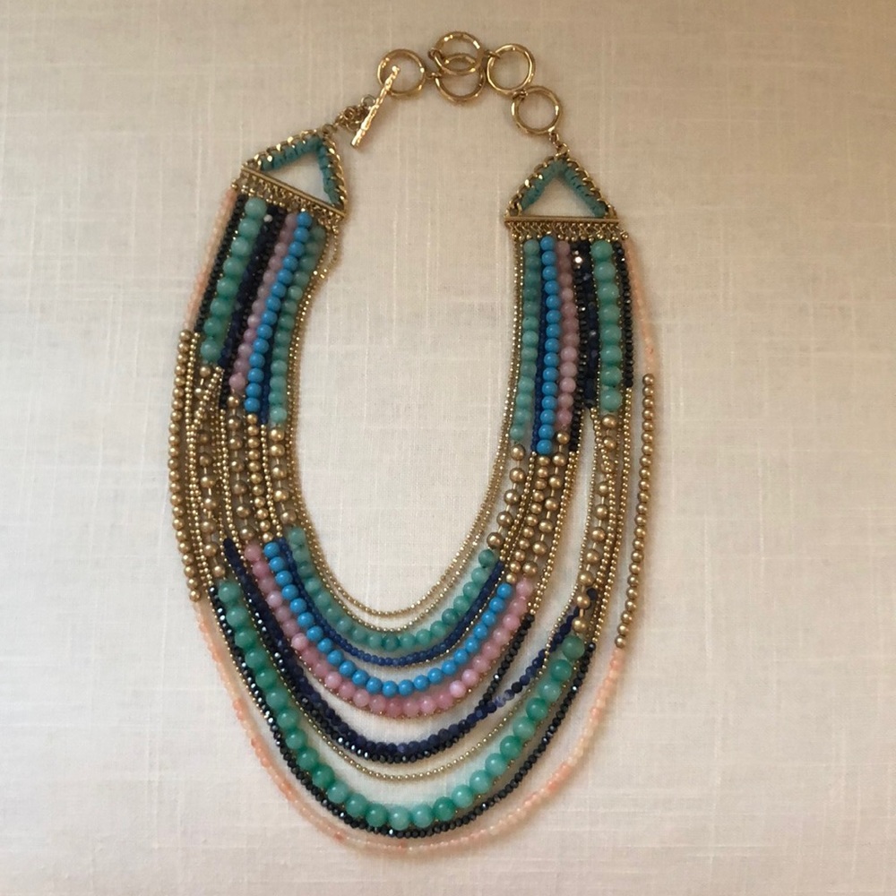 Bib necklace, colorful stones